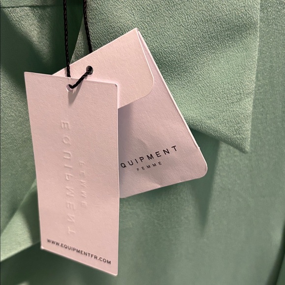 NWT Equipment Creme de Menthe Button-Down Leona Silk Shirt Sz XL - Picture 3 of 9